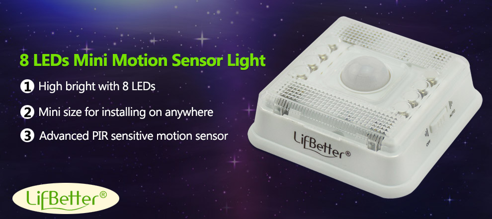8 LED Mini square Motion Sensor Night Light