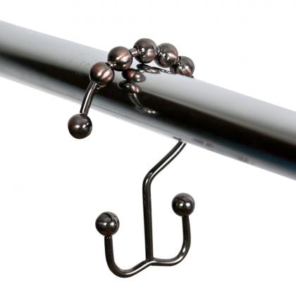 LifBetter Bathroom Shower Curtain Hooks - Stainless Steel Rustproof Metal Double Glide Rod Metal Rings Set of 12 Hooks (Oil Rubbed Bronze)