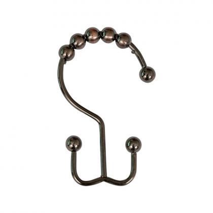 LifBetter Bathroom Shower Curtain Hooks - Stainless Steel Rustproof Metal Double Glide Rod Metal Rings Set of 12 Hooks (Oil Rubbed Bronze)