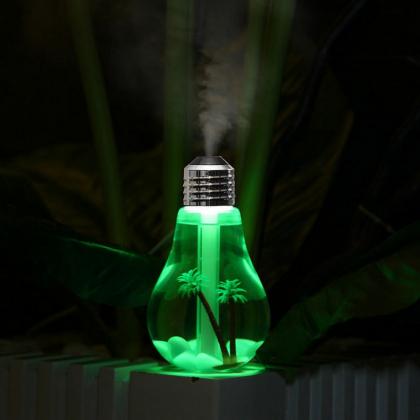 LifBetter 400ml Ultrasonic Mist Humidifier Very Quiet USB Air Purifier with 7 Gradually Changing Color Lights for Office Home Bedroom Living Room Study Yoga Spa, Cute Bulb Shape