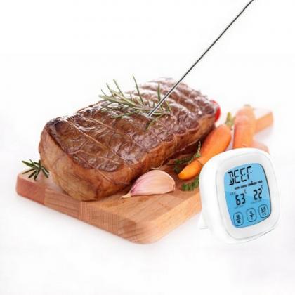 LifBetter Digital Touch Screen BBQ Kitchen Cooking Thermometer for Food Meat Oven Grill Steak with Timer Temperature Alarm and Stainless Steel Probe
