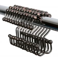 LifBetter Bathroom Shower Curtain Hooks - Stainless Steel Rustproof Metal Double Glide Rod Metal Rings Set of 12 Hooks (Oil Rubbed Bronze)