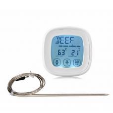 LifBetter Digital Touch Screen BBQ Kitchen Cooking Thermometer for Food Meat Oven Grill Steak with Timer Temperature Alarm and Stainless Steel Probe